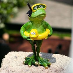 LAST ONE! Brand New! 7.25" - Beach Frog Figurine Coastal Nautical | SHIPPING IS AVAILABLE