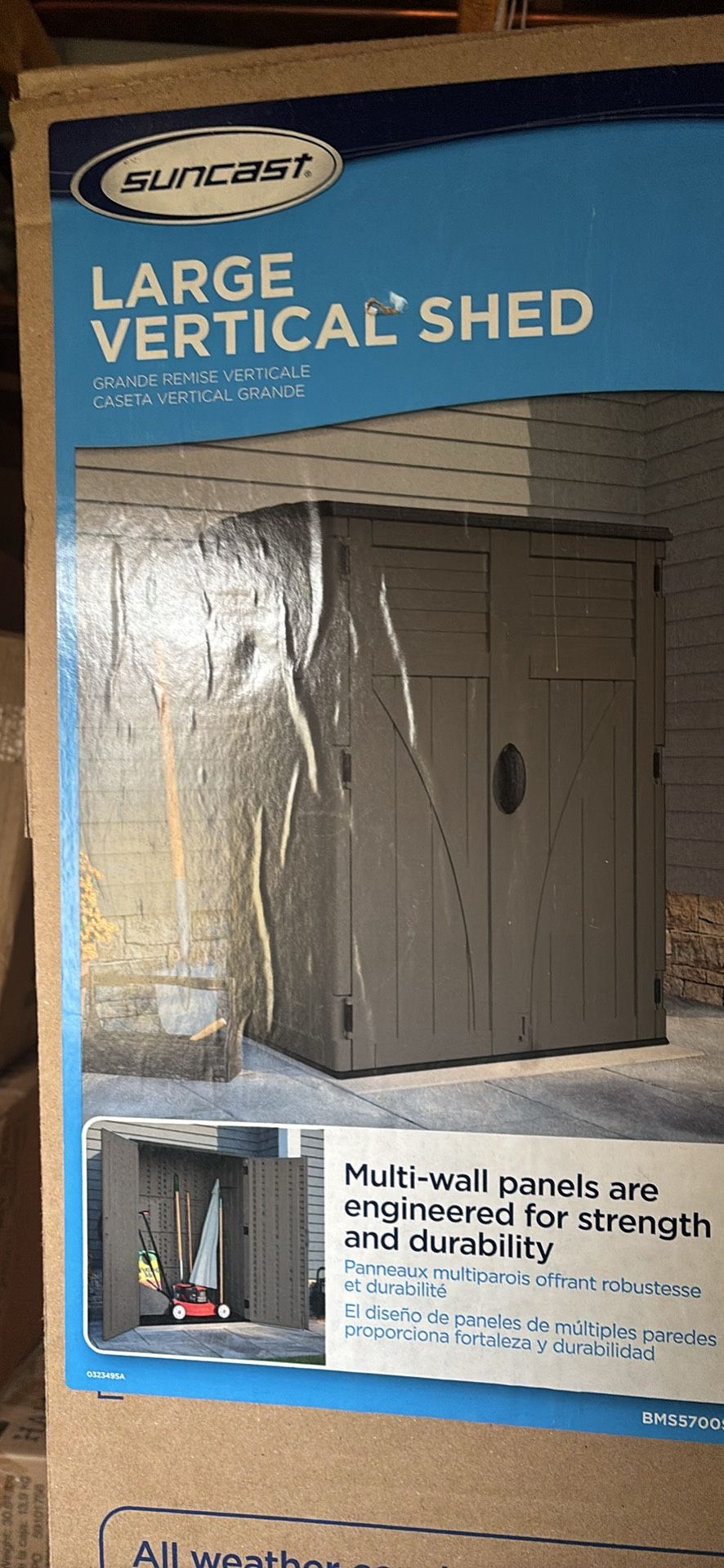 Suncast Large Vertical shed (10 year warranty)