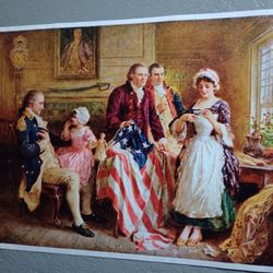Betsy Ross General George Washington Flag Canvas Poster Vintage History Wall Art