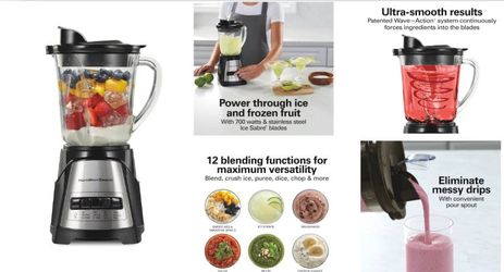 Hamilton Beach Power Elite Wave Action Blender For Smoothies, 40 Oz
