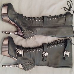 Demonia Muerto-2028 Skull and Spiked Boots