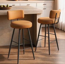 Swivel Bar Stools Set of 2, 30" Seat Height PU Leather Bar Height Chairs with Back