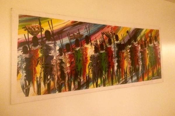 HUGE Mid Century Modern African Tribe Painting Mural * Artist Signed