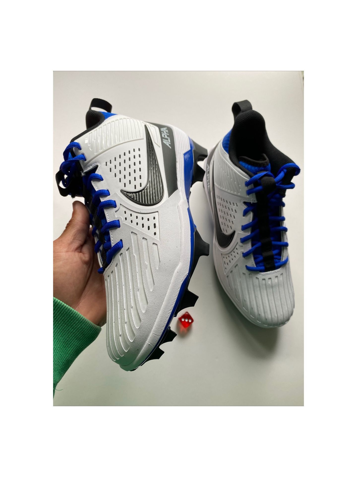 Nike Alpha Menace Strong Football Cleats White Blue Men’s sz 10 NEW NO BOX!
