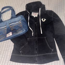 True Religion Hoodie/jacket And Purse 