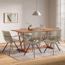 Green Leather Dining Chair 2 Pcs