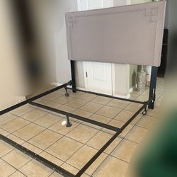 Queen Size bed frame, good condition, Clean, light gray color 