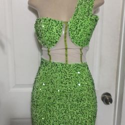 Sexy one Sleeve  Sequins Mini Dress