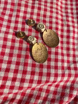 Chico's Gold Drop Earrings with Beads - Aztec Vintage Style Pair of Earrings