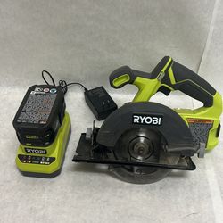 Ryobi saw cordless with charger and 4AH battery set