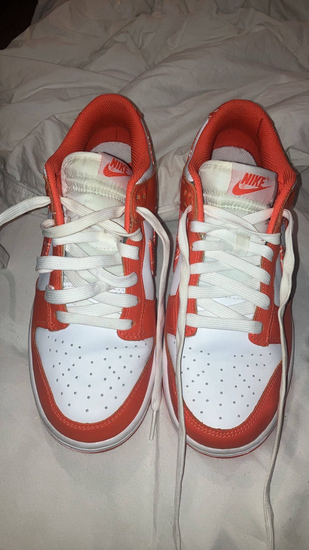 Orange Paisley Dunks, Size 9 Women Size 7.5 Men’s 