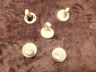 White Robe & Coat Wall Hooks without  Screws