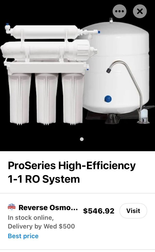 Home ‘RO’ Water system.  Pro elite-450 = Fifty Gal./day 