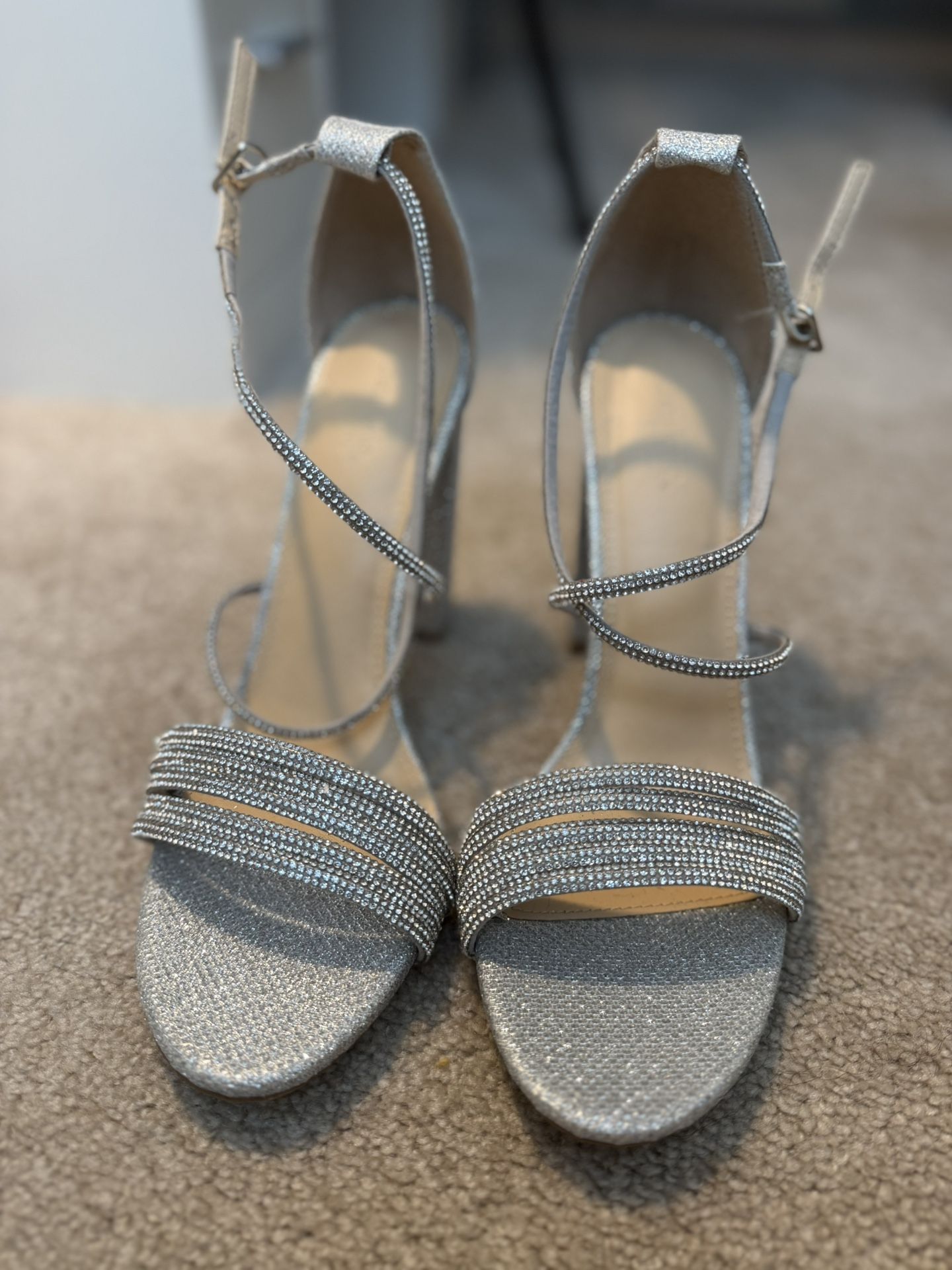 Rhinestone Block Heels