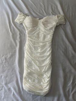 Windsor off shoulder white mini dress