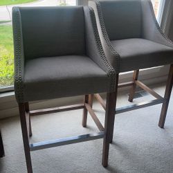 Set Of 2 Upholstered Bar Stools 40”High x 22 Wide