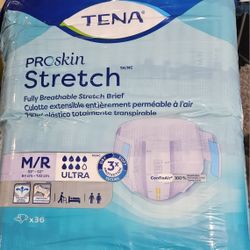 Tena Proskin Stretch Fully breathable Briefs M/R Size Ultra Absorbency 36 Pack