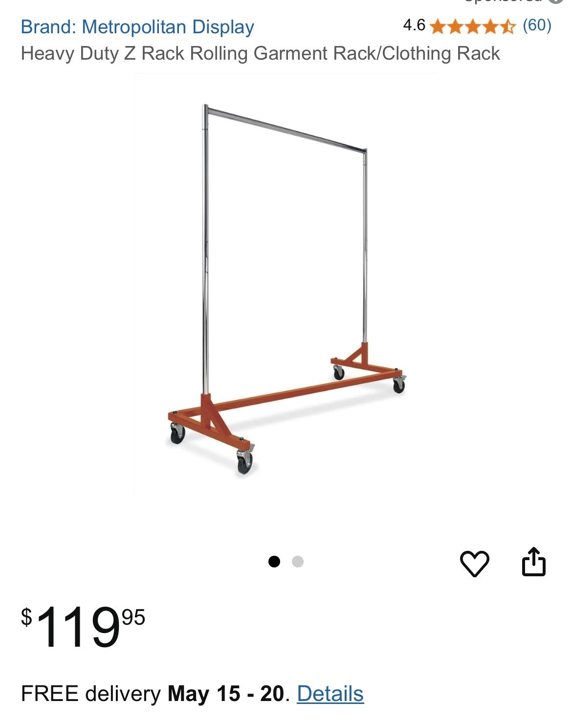 2 Heavy Duty Z-Bar Clothing Racks
