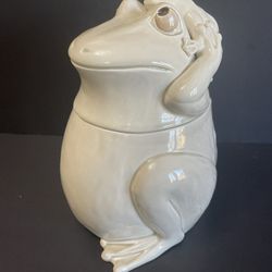 1977 RARE!! Fitz &  Floyd Frog With Baby Ceramic Cookie Jar