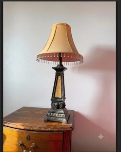 Decorative Table Lamp with Beaded Shade