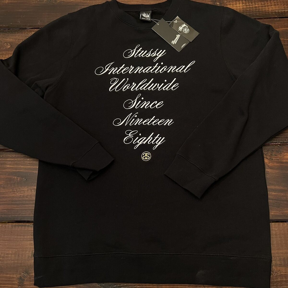 Vintage Stussy Script International Embroidered Crewneck