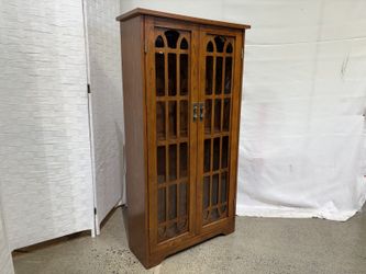 SEI Window Pane Media Cabinet in Oak