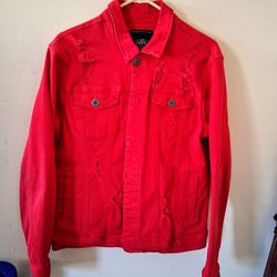 Copper RIVET RED Denim Jacket Sz Med