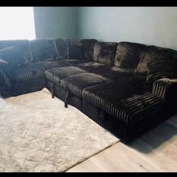 OVERSIZED FLUFFY CORDUROY SLEEP SECTIONAL With Storage Space  — $1280!! 