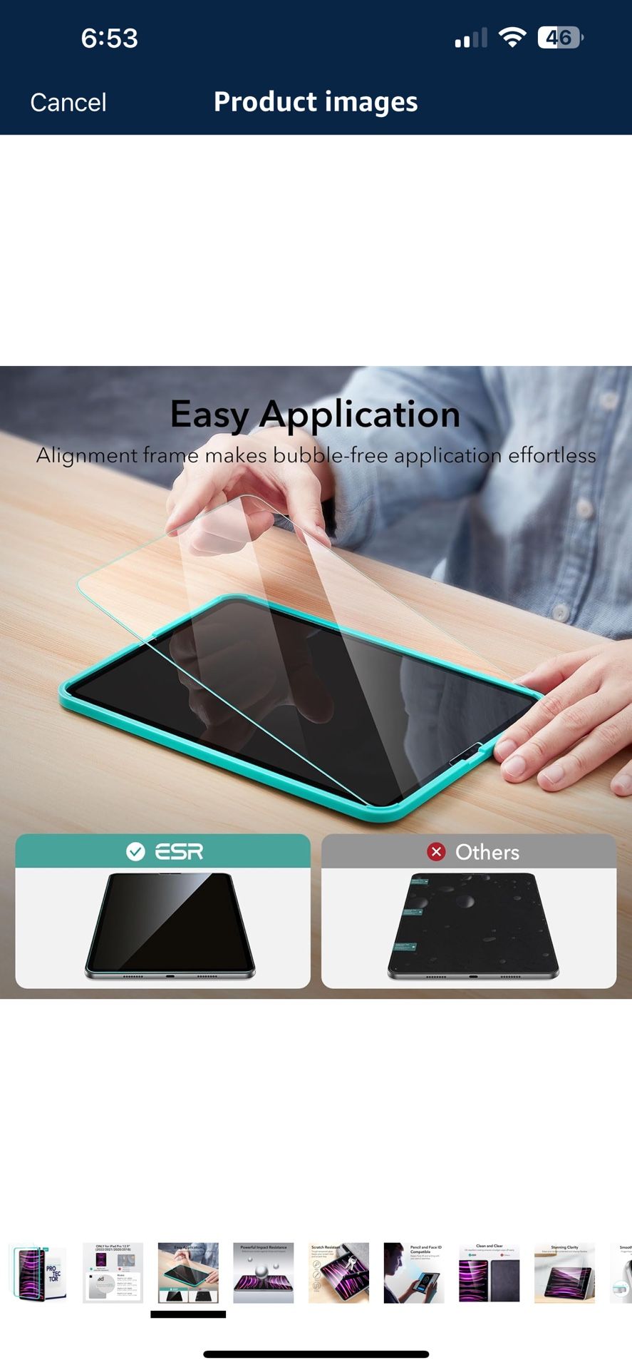 ESR Screen Protector for iPad Pro 12.9 (2022/2021/2020/2018, 6th/5th/4th/3rd Generation), Tempered-Glass Film with Alignment Frame, Anti-Scratc