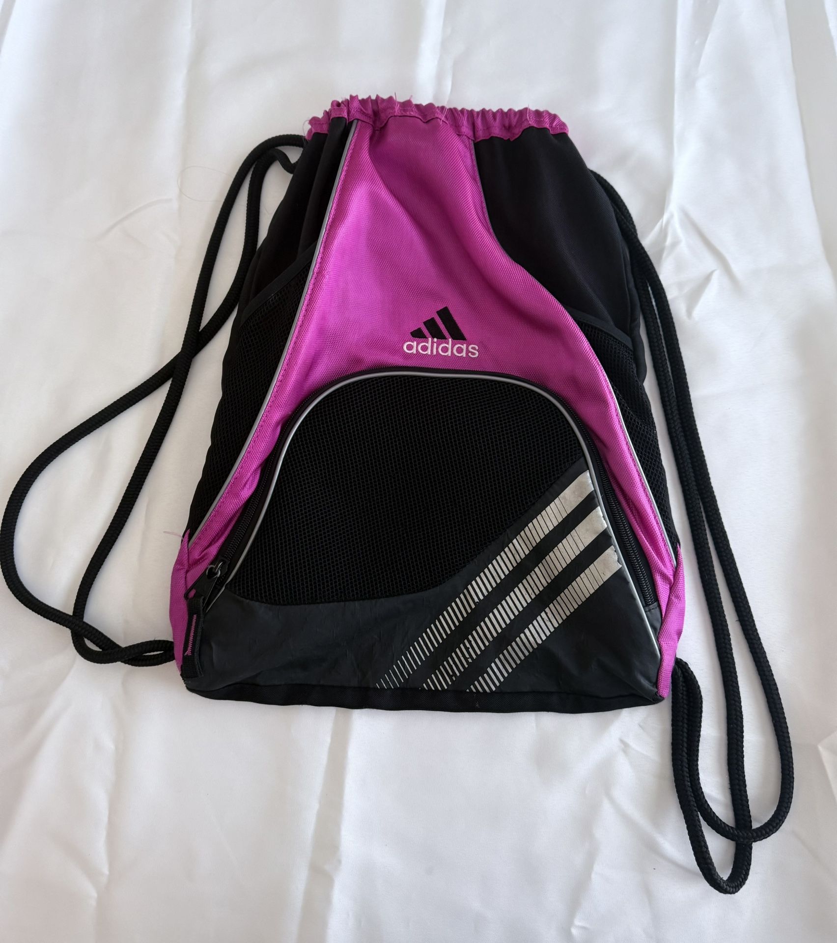 Adidas Pink & Black Drawstring Bag