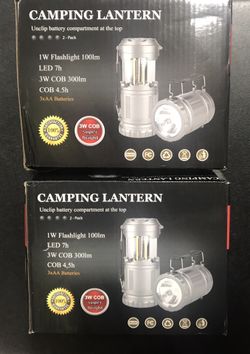 Qty 2 - Camping lantern flashlight 4 total