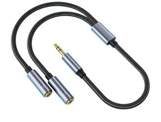 Adapter Cables for Headphones, 1 Male to 2 Female Adapter Gold-Plated Nylon Braided Stereo Aux Cord for Phones, Laptops, Tablets, Gaming Headsets, Spe