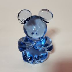 Blue Glass Bear Figurine Paperweight 