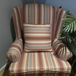 Upholstered, Wing Back Chair With Solid Wood Feet