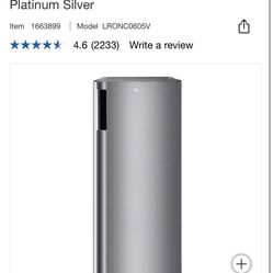 LG 6.0 cu. ft. Single Door Refrigerator with Inverter Compressor and Pocket Handle in Platinum Silve