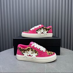 AMIRI Skel Low Top Sneakers Pink Leopard