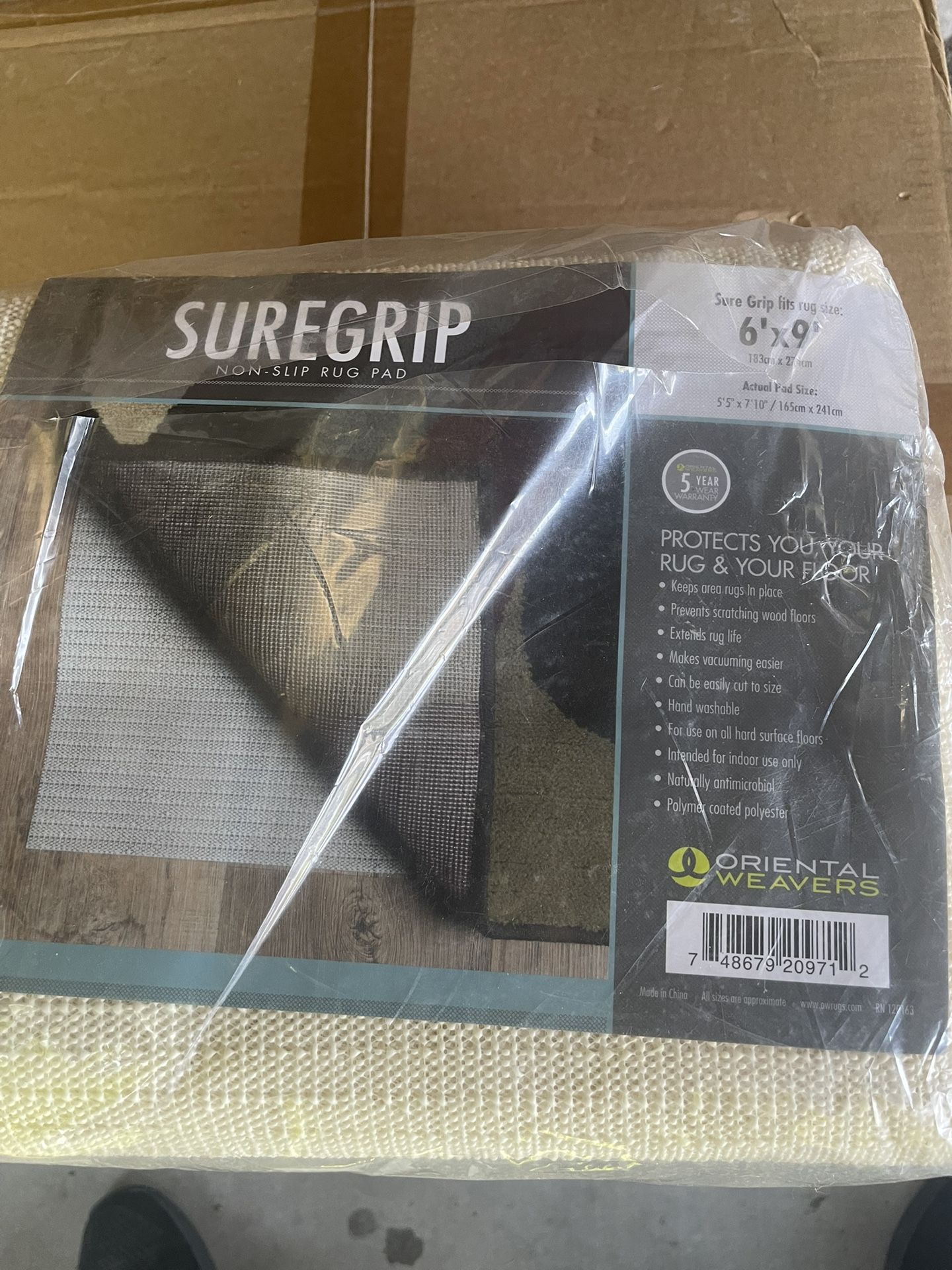 Oriental Weavers SureGrip Non-Skid Area Rug Pad for 6’X9’-Brand New