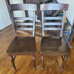 2 Solid Wood Dining Chairs