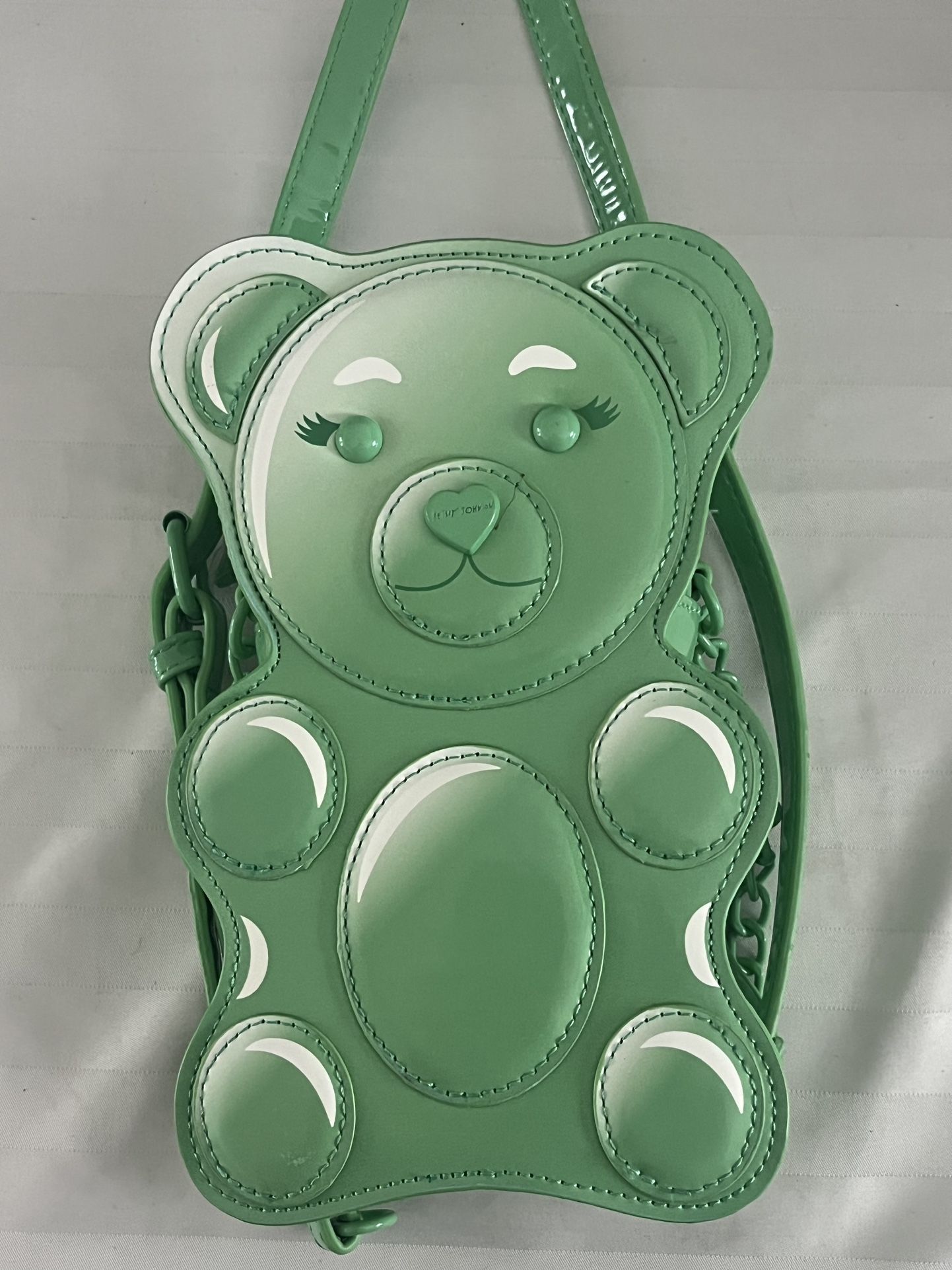 BETSEY JOHNSON Teddy Gummy Bear Novelty Green Crossbody Bag Patent Cute