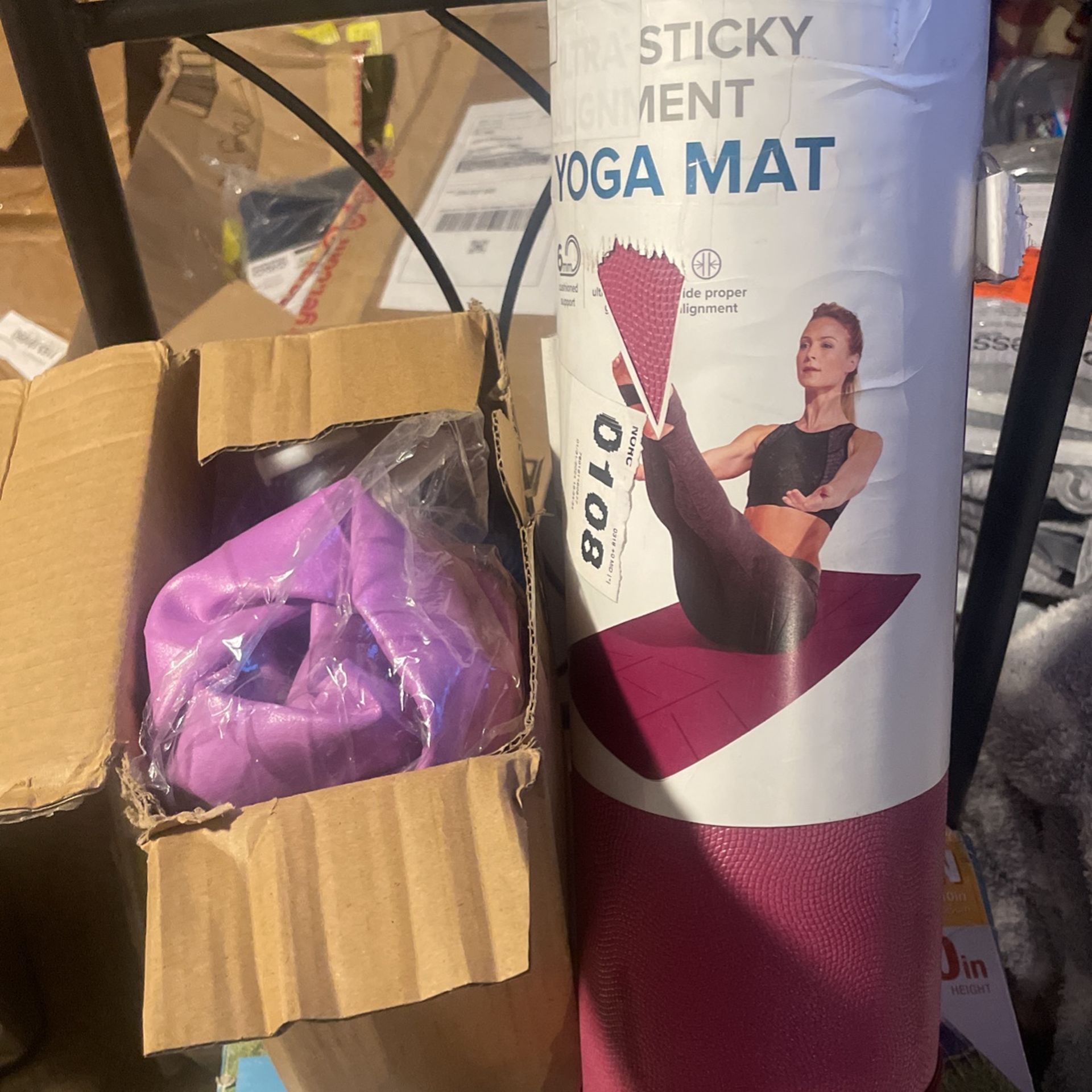 Purple Yoga Mat And Yoga Ball