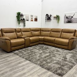 New Leather Sectional Couch - Free Delivery 