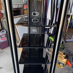 5-Tiered Black Glass Shelf Stand 