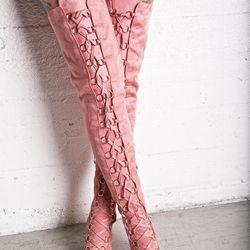 Dollskill Pink Suede Boots Never Worn Size 6.5