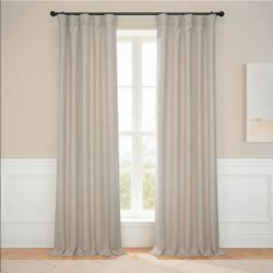 HPD Half Price Drapes - Faux Linen Curtains for Living Room (1 Panel) - 50W X 84L - Textured Room Darkening Curtains for Bedroom 84 Inches Long - Drap