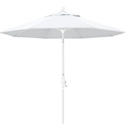 High End 9' White California Umbrella With Premium Fabric, White Aluminum Pole .