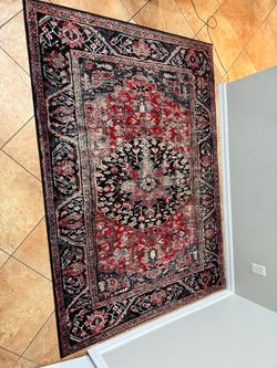 Persian-Style Area Rug Red and Black 5’x7’
