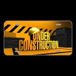 License Plate Novelty Car Front Under Construction Construction Site