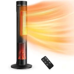 TRUSTECH 36" Space Heater for Large Room, 1500W PTC Electric Fireplace Space Heater, Adjustable Thermostat, 4 Modes,12H Timer, 60° Oscillation, Remote