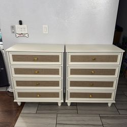 BRAND NEW!!!! White/Ivory and Rattan 4 Drawer Dresser/Oversized Nightstand