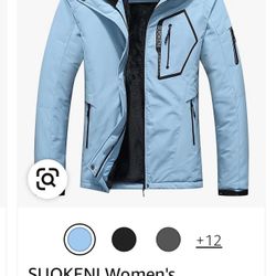 SUOKENI Women's Waterproof Warm Winter Snow Coat Hooded Raincoat Ski Snowboarding Jacket